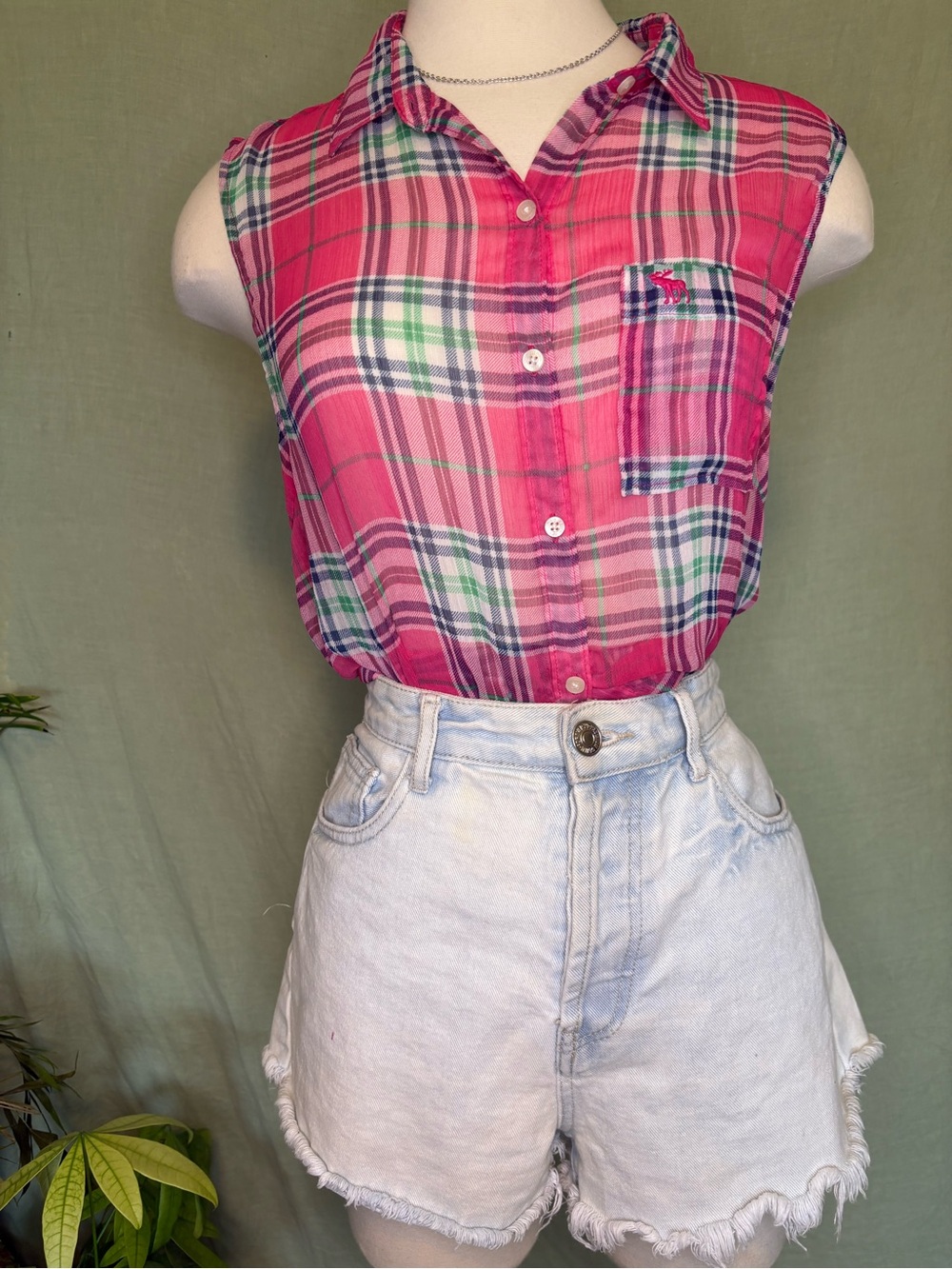 Abercrombie & Fitch Pink Plaid Button-Up Shirt